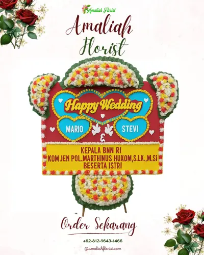 Karangan Papan Bunga Pernikahan di Sangeh